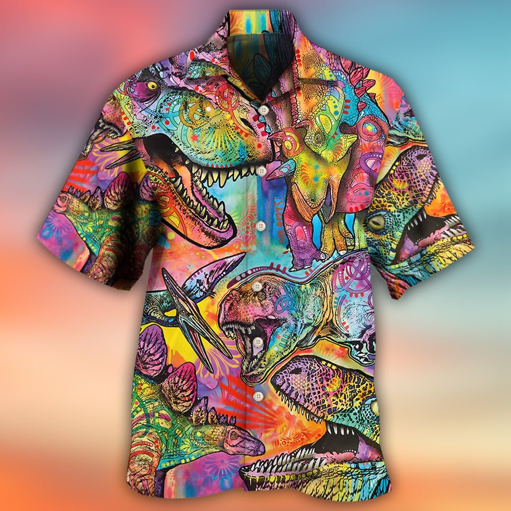 Dinosaur Colorful Art Style - Hawaiian Shirt - Owls Matrix LTD