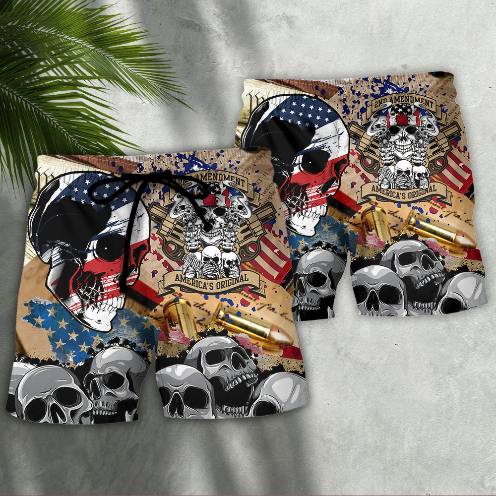 America 2nd Amendment Skull - Beach Short - Owls Matrix LTD