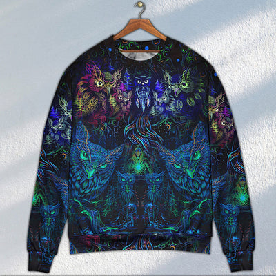 Owl And Witch Darkness Colorful - Sweater - Ugly Christmas Sweaters - Owls Matrix LTD