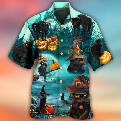 Halloween Black Cat Pumpkin Scary Style - Hawaiian Shirt - Owls Matrix LTD