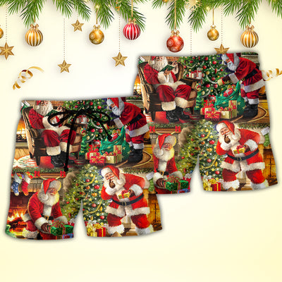 Christmas Santa Claus Story Gift For Xmas Painting Style - Beach Short - Owls Matrix LTD