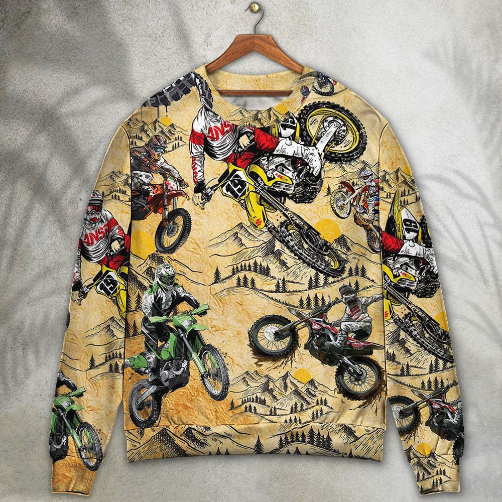 Motocross Lover Motorcycle Biker Vintage Art Style - Sweater - Ugly Christmas Sweaters - Owls Matrix LTD