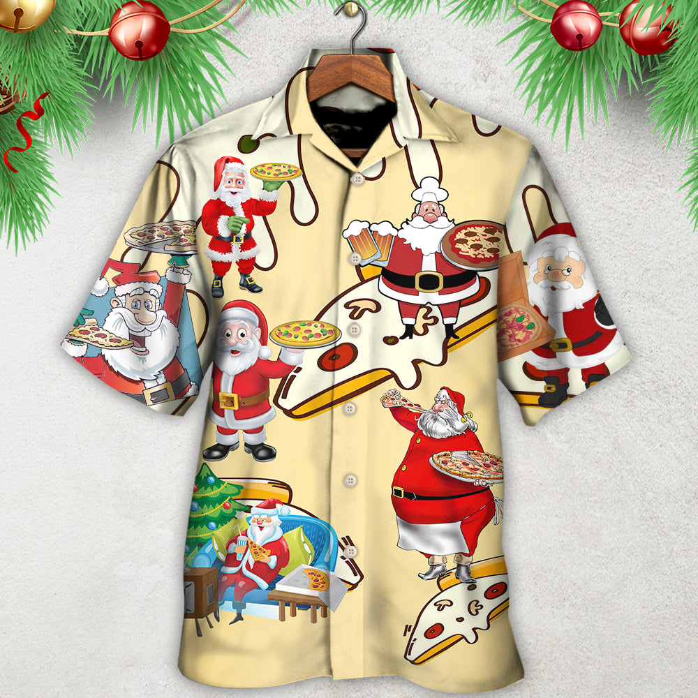 Christmas Santa Eating Pizza. It's Yummy - Hawaiian Shirt - Owls Matrix LTD