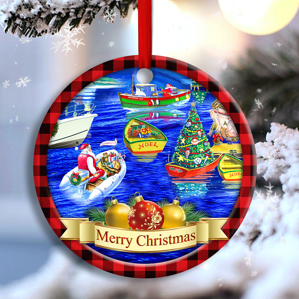 Christmas We Wish You A Merry Christmas Custom Photo Personalized - Circle Ornament - Owls Matrix LTD