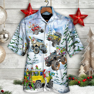 Christmas Santa Riding Monster Jeep - Hawaiian Shirt - Owls Matrix LTD