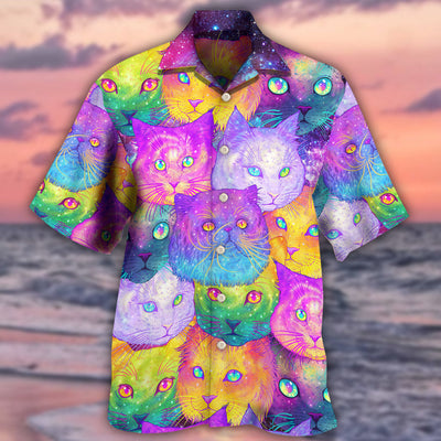 Cat Galaxy Colorful Cool Style - Hawaiian Shirt - Owls Matrix LTD
