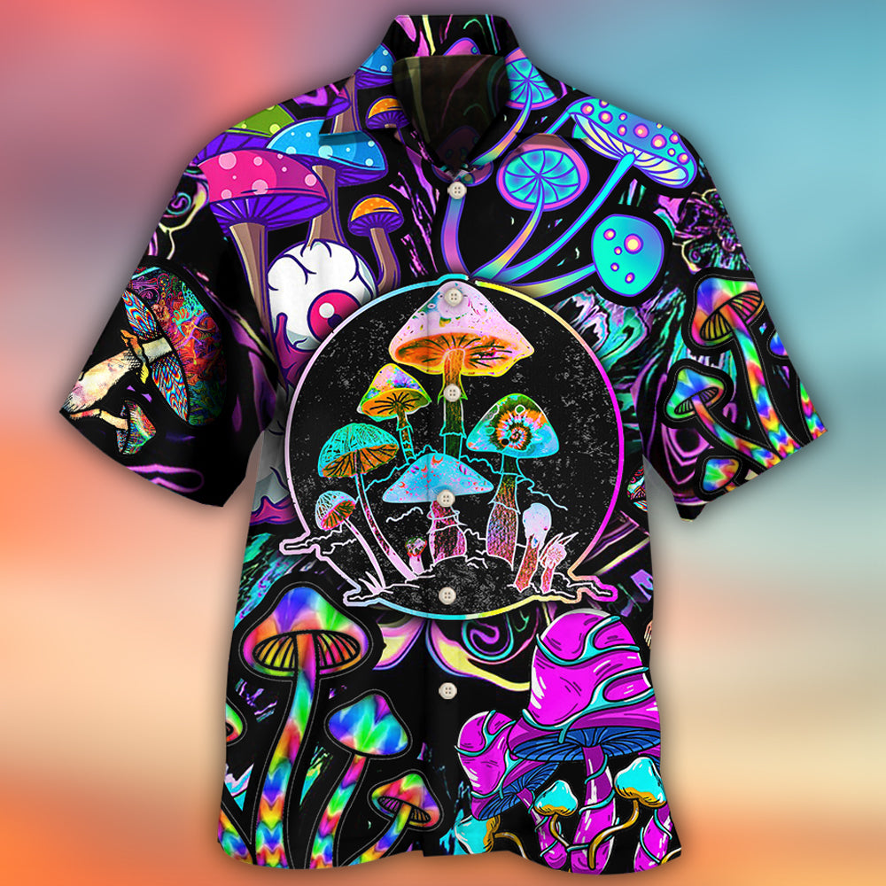 Hippie Mushroom Colorful Neon Light Cool Style - Hawaiian Shirt - Owls Matrix LTD