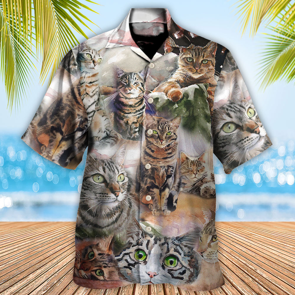 Tabby Cat Art Daily Portrait - Hawaiian Shirt - Owls Matrix LTD