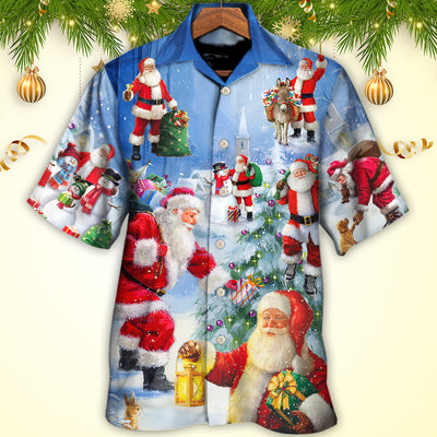 Christmas Santa Claus Is Coming Story Night Art Style - Hawaiian Shirt - Owls Matrix LTD