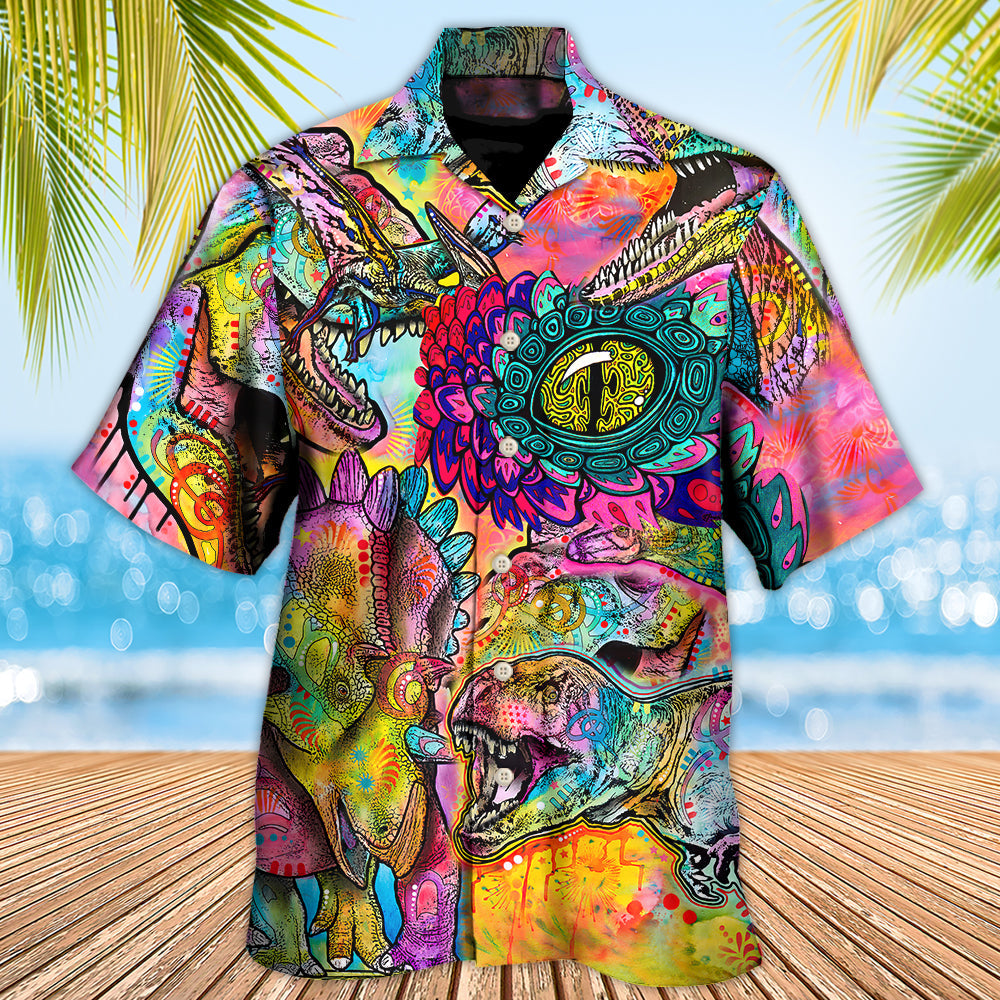 Dinosaur Psychedelic Peers Into Your Soul - Hawaiian Shirt - Owls Matrix LTD