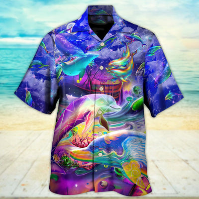 Dolphin Rainbow Jumping Into New World - Hawaiian Shirt - Owls Matrix LTD