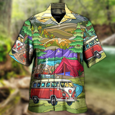 Camping Life In The Forest With Vans - Hawaiian Shirt - Owls Matrix LTD