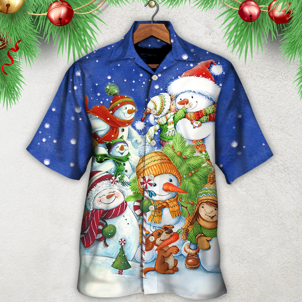Christmas Snowman Merry Christmas Night - Hawaiian Shirt - Owls Matrix LTD