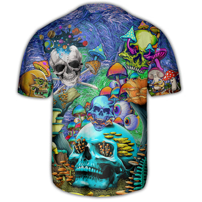 Skull Mushroom - Hippie Die Once Live Forever - Baseball Jersey - Owls Matrix LTD