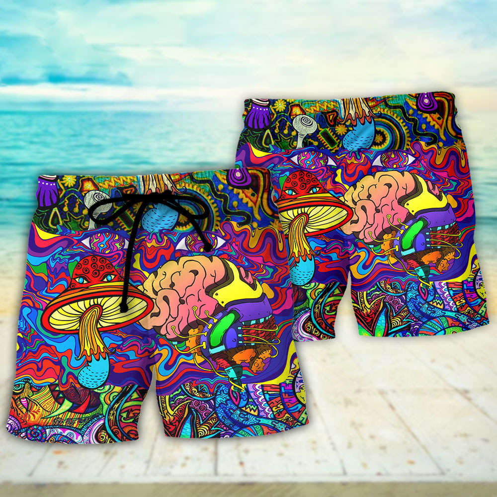Hippie Mushroom Colorful Lover - Beach Short - Owls Matrix LTD
