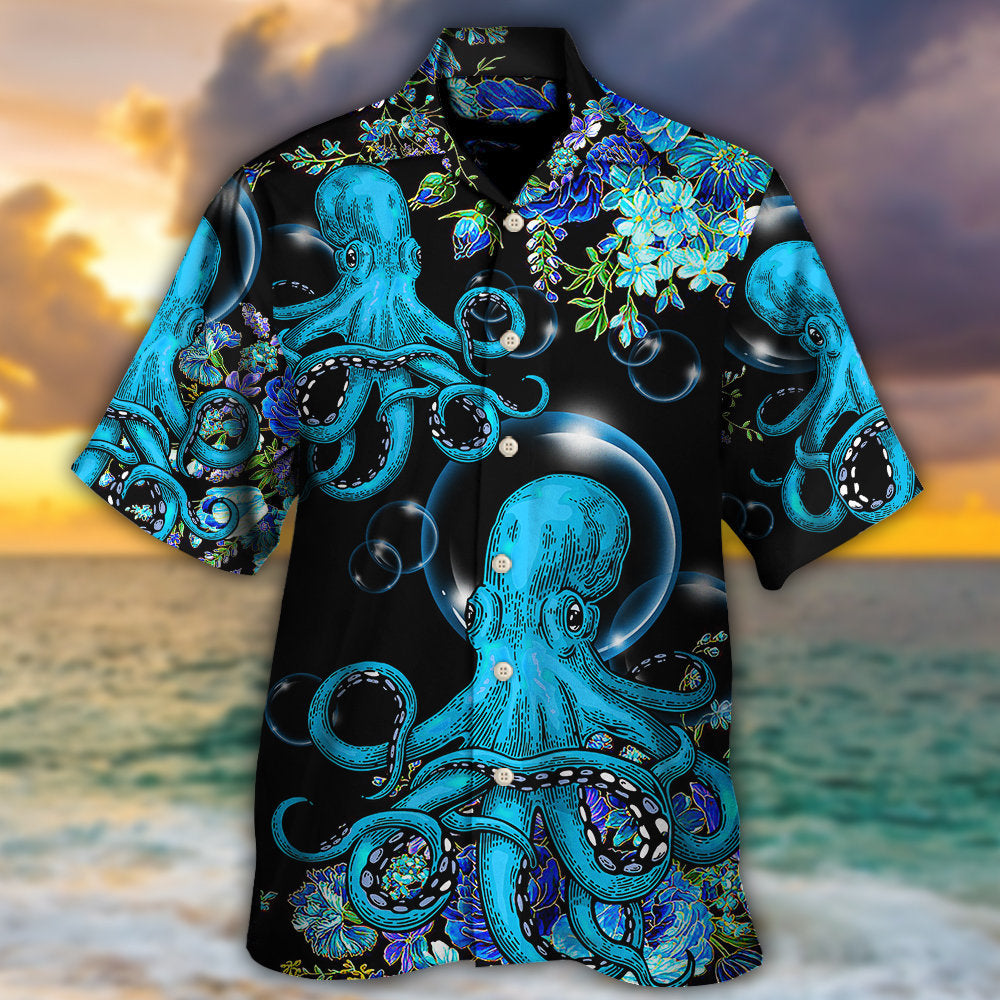 Octopus With Flower Beauttiful Day - Hawaiian Shirt - Owls Matrix LTD