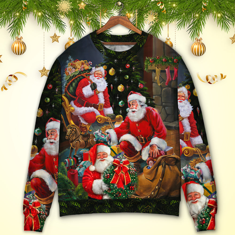 Christmas Santa Claus Gift Xmas Is Coming Art Style - Sweater - Ugly Christmas Sweaters - Owls Matrix LTD