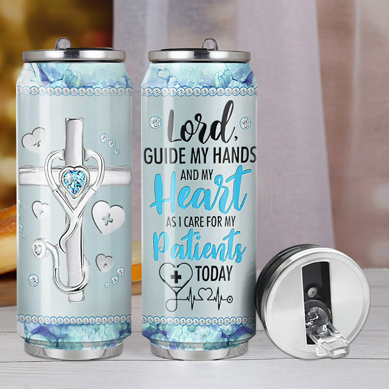 M Nurse Lord Guide My Hands And My Heart - Soda Can Tumbler - Owls Matrix LTD