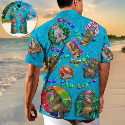 Beach - Cat Sunbathing Sunshine Good Times And Tan Lines - Hawaiian Shirt