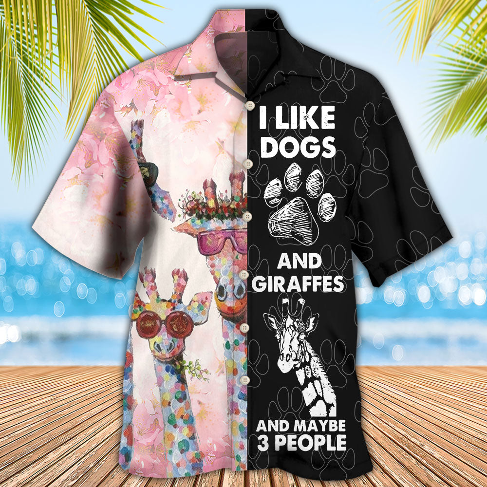 Giraffe Dog I Like Dogs And Giraffes - Hawaiian Shirt - Owls Matrix LTD