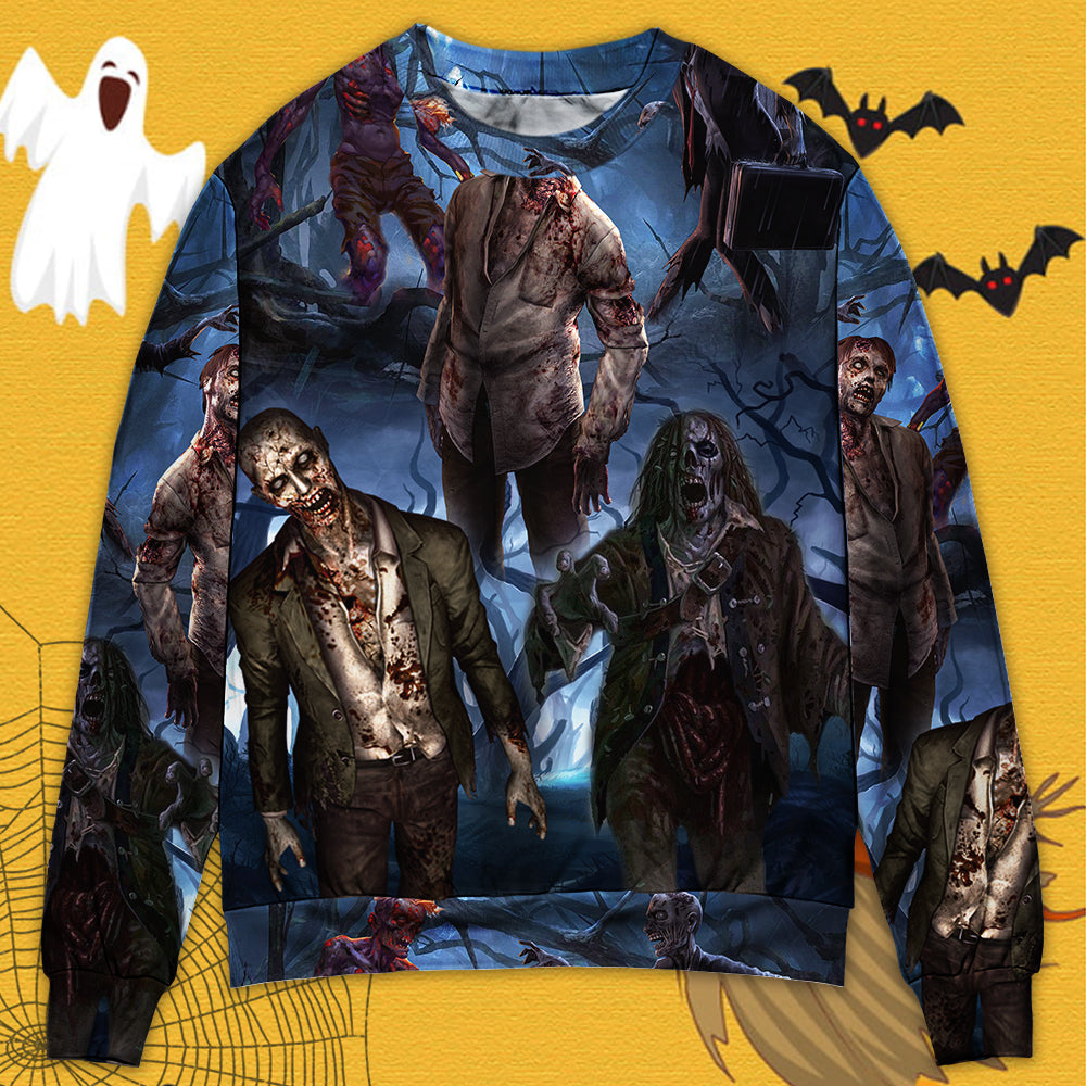 Halloween Zombie Blood Dark Scary - Sweater - Ugly Christmas Sweaters - Owls Matrix LTD