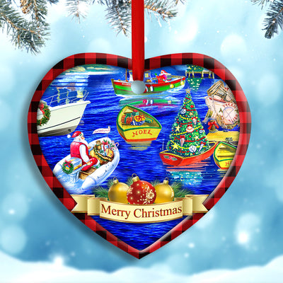 Christmas We Wish You A Merry Christmas - Heart Ornament - Owls Matrix LTD