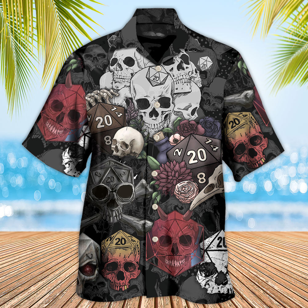 D20 And Skull Darkness Art - Hawaiian Shirt - Owls Matrix LTD