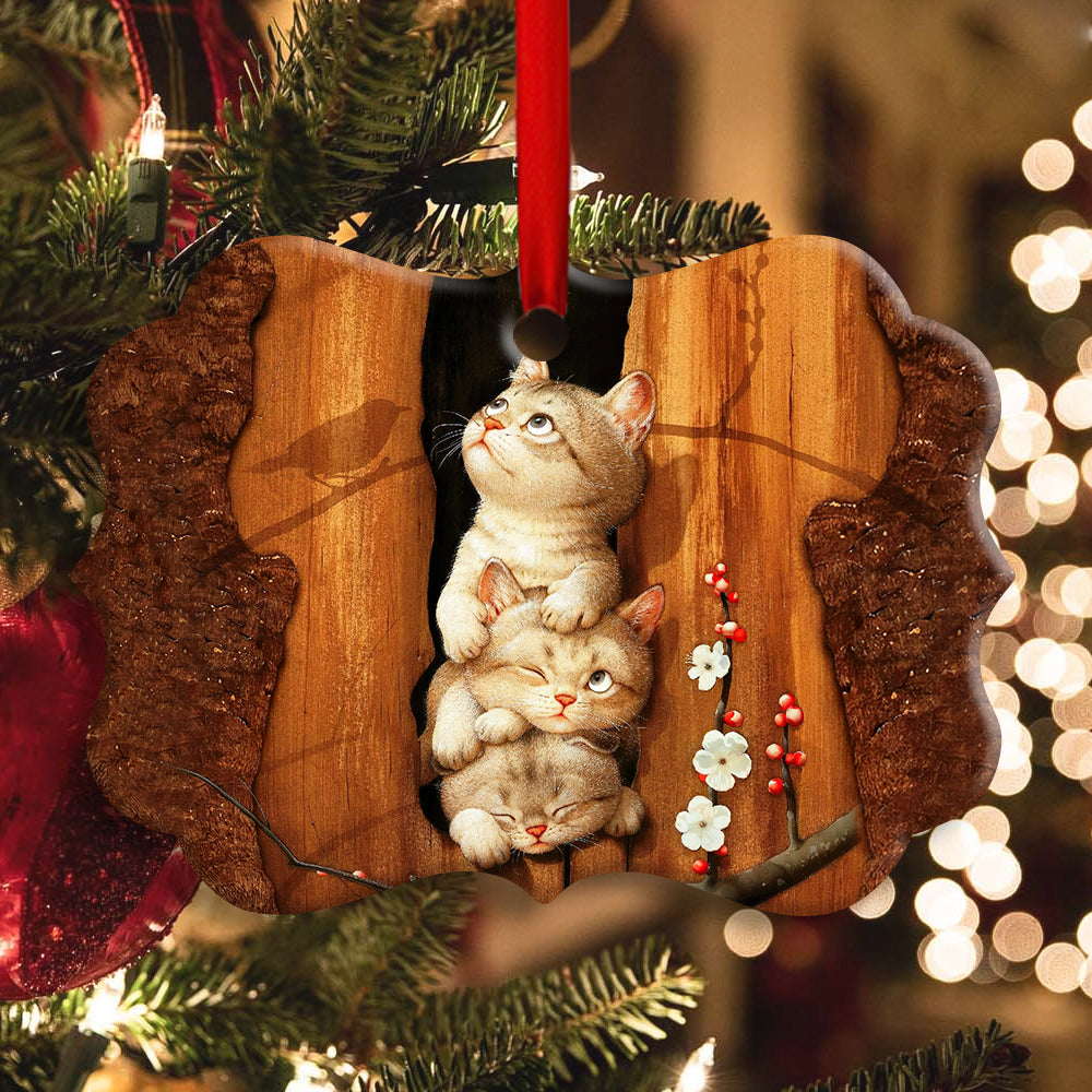 Cat Kitten Happy Life - Horizontal Ornament - Owls Matrix LTD