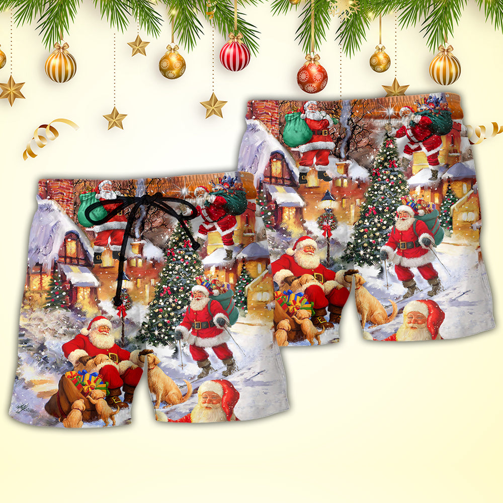 Christmas Santa Claus Story In The Town Gift For Xmas - Beach Short - Owls Matrix LTD