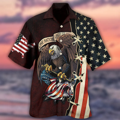 Eagle One Nation Under God - Hawaiian Shirt - Owls Matrix LTD