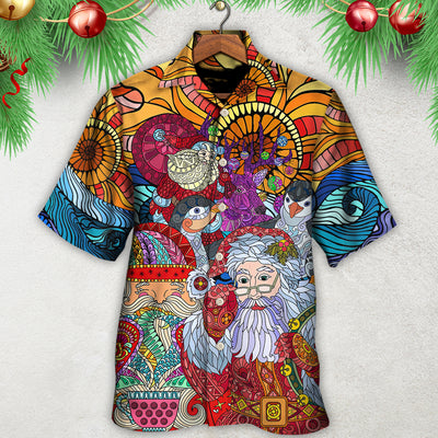Christmas Santa Colorful Geometry - Hawaiian Shirt - Owls Matrix LTD