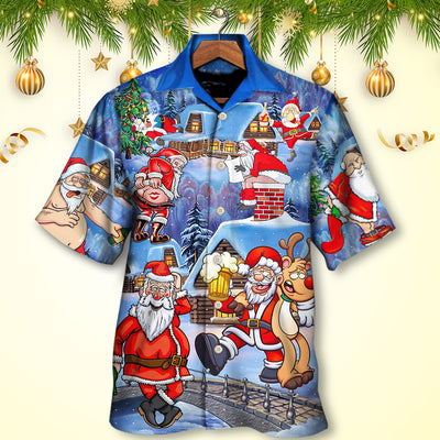 Christmas Santa Claus Drunk Beer Troll Happy Xmas - Hawaiian Shirt - Owls Matrix LTD