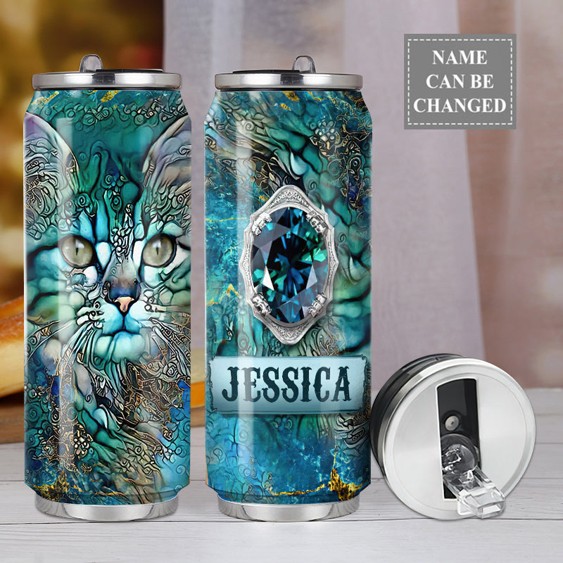 M Cat Diamond Jewelry Style Personalized - Soda Can Tumbler - Owls Matrix LTD