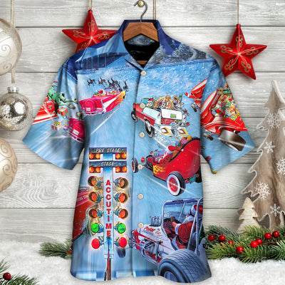 Christmas Santa Claus Start Drag Racing Light - Hawaiian Shirt - Owls Matrix LTD