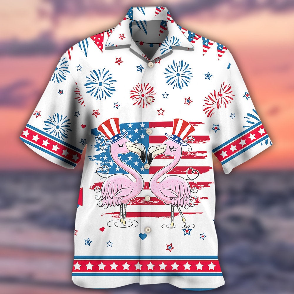 Flamingo Independence Day Star America - Hawaiian Shirt - Owls Matrix LTD