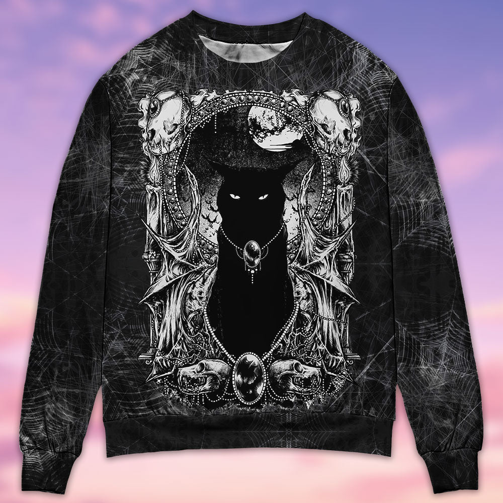 Black Cat Scary Serial Killer Documentaries And Chill - Sweater - Ugly Christmas Sweaters - Owls Matrix LTD