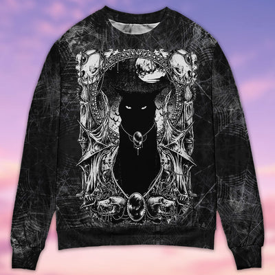 Black Cat Scary Serial Killer Documentaries And Chill - Sweater - Ugly Christmas Sweaters - Owls Matrix LTD