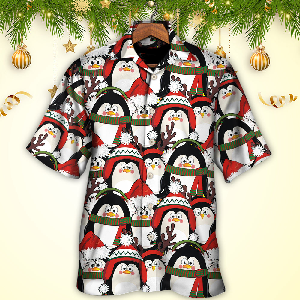 Christmas Penguin Cute Christmas Holiday - Hawaiian Shirt - Owls Matrix LTD