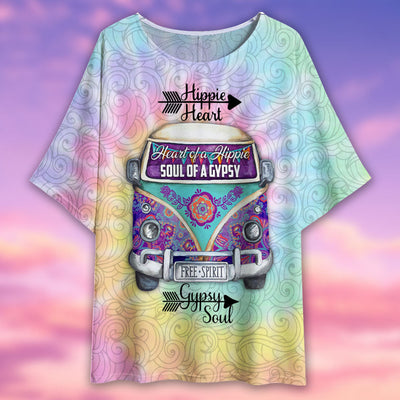 Hippie Heart Gypsy Soul - Women's T-shirt With Bat Sleeve - Owls Matrix LTD