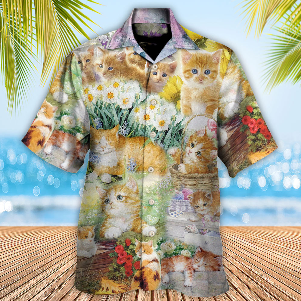 Cat Kitty Lover Art - Hawaiian Shirt - Owls Matrix LTD