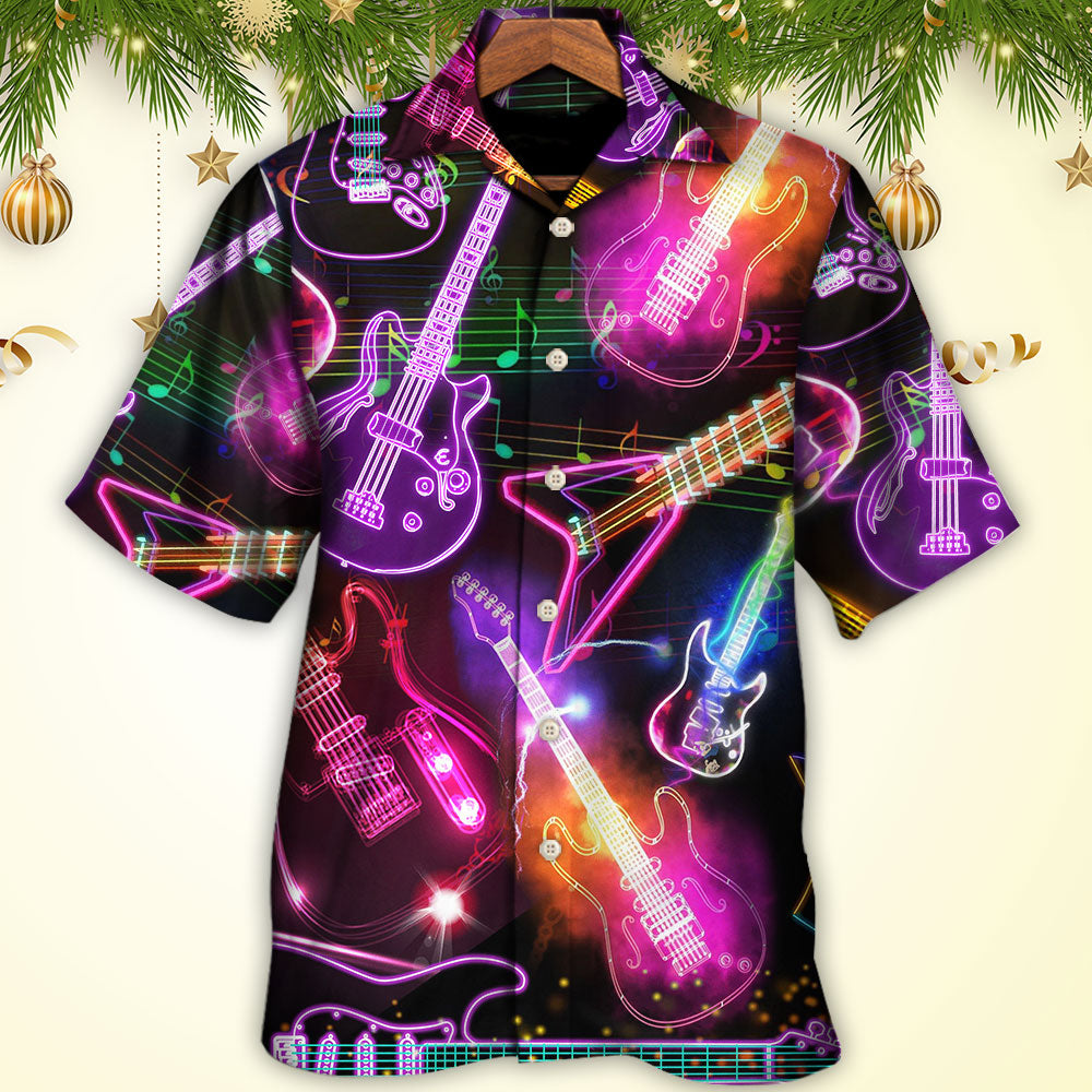 Guitar Neon Amazing Christmas - Hawaiian Shirt - Owls Matrix LTD
