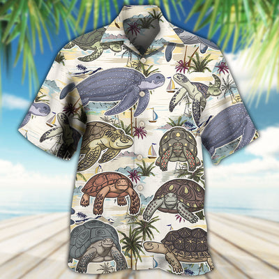 Turtle And Tropical Beach - Hawaiian Shirt - Owls Matrix LTD