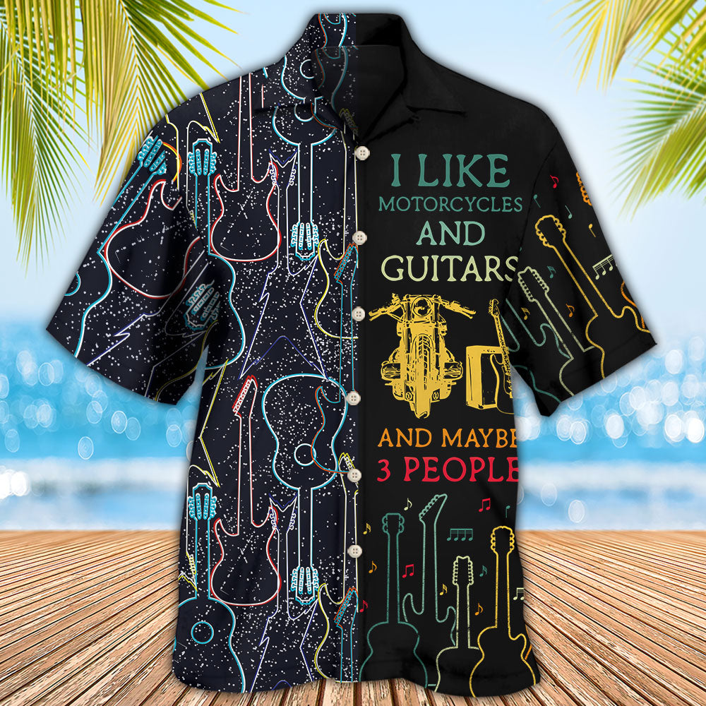 Guitar I Like Motorcycle And Guitar - Hawaiian Shirt - Owls Matrix LTD