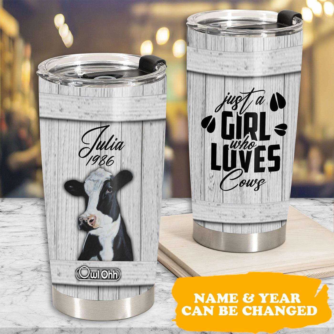 Cow Just A Girl Who Loves Cows Personalized - Tumbler - Owls Matrix LTD