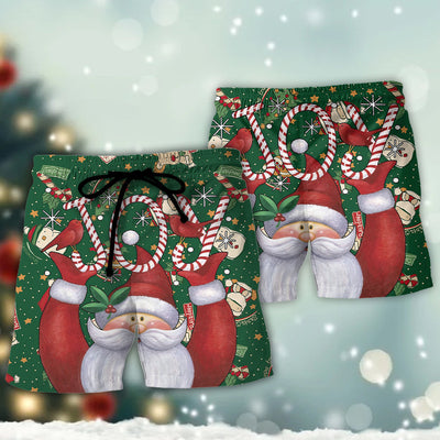 Christmas Santa Claus Lover Joy Green Style - Beach Short - Owls Matrix LTD