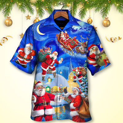 Christmas Santa Claus In The Town Magic Night Art Style - Hawaiian Shirt - Owls Matrix LTD