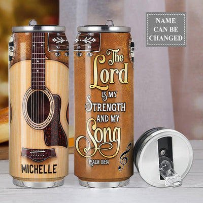 M Guitar The Lord Is My Strength And My Song Personalized - Soda Can Tumbler - Owls Matrix LTD