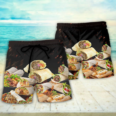 Food Burritos Fast Food Delicious - Beach Short - Owls Matrix LTD