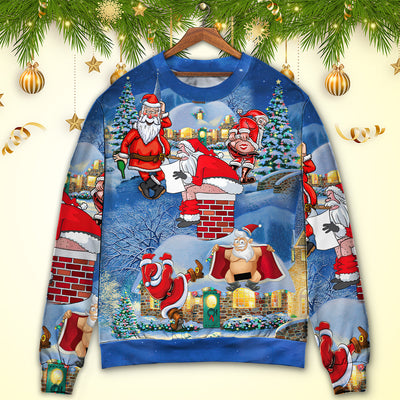 Christmas Rebellious Santa Claus Drunk Beer Troll Xmas Funny - Sweater - Ugly Christmas Sweaters - Owls Matrix LTD