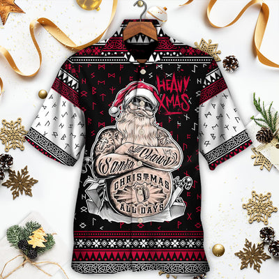 Christmas Tattoo Santa Funny Merry Xmas - Hawaiian Shirt - Owls Matrix LTD